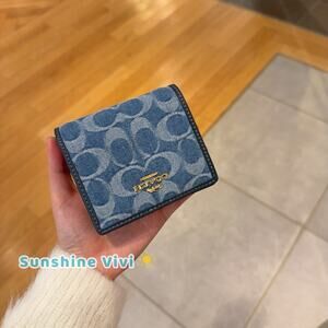NWT Coach Snap Wallet In Signature Denim CDL51 Gold/Indigo